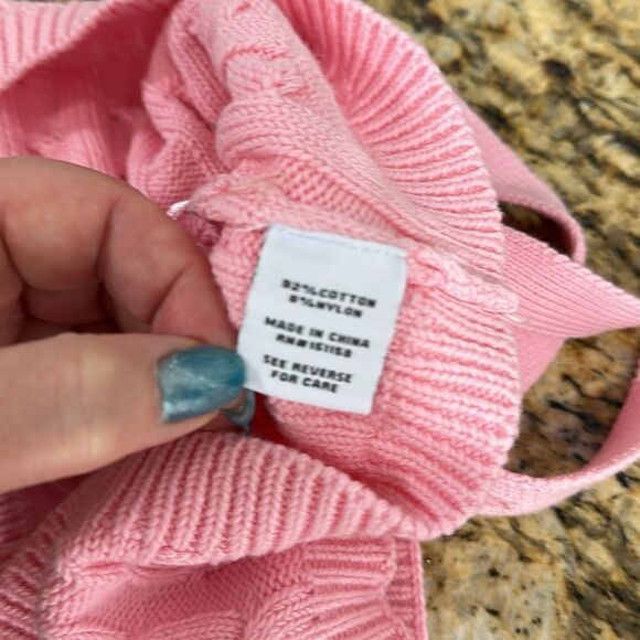 525 America Revolve Cable Knit Cotton Blend Tiny Tank Top In Pink Size XS - Picture 6 of 9